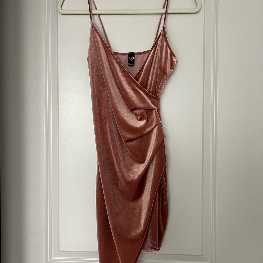 Windsor Pink Asymmetrical Wrap Slip Dress